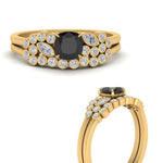 Load image into Gallery viewer, cushion-cut-cluster-black-diamond-wedding-ring-set-in-yellow-gold-FDENS3110CUGBLACK-NL-YG.jpg