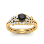 Load image into Gallery viewer, cushion-cut-cluster-black-diamond-wedding-ring-set-in-yellow-gold-FDENS3110CUGBLACK-NL-YG.jpg