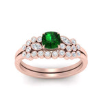 Load image into Gallery viewer, cushion-cut-cluster-emerald-wedding-ring-set-in-rose-gold-FDENS3110CUGEMGR-NL-RG.jpg