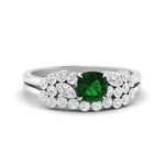 Load image into Gallery viewer, cushion-cut-cluster-emerald-wedding-ring-set-in-white-gold-FDENS3110CUGEMGR-NL-WG.jpg