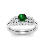 Load image into Gallery viewer, cushion-cut-cluster-emerald-wedding-ring-set-in-white-gold-FDENS3110CUGEMGR-NL-WG.jpg