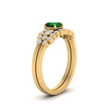 Load image into Gallery viewer, cushion-cut-cluster-emerald-wedding-ring-set-in-yellow-gold-FDENS3110CUGEMGR-NL-YG.jpg
