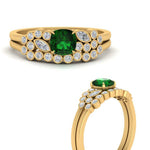 Load image into Gallery viewer, cushion-cut-cluster-emerald-wedding-ring-set-in-yellow-gold-FDENS3110CUGEMGR-NL-YG.jpg