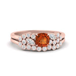 Load image into Gallery viewer, cushion-cut-cluster-orange-sapphire-wedding-ring-set-in-rose-gold-FDENS3110CUGSAOR-NL-RG.jpg