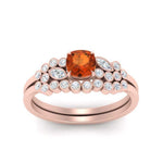 Load image into Gallery viewer, cushion-cut-cluster-orange-sapphire-wedding-ring-set-in-rose-gold-FDENS3110CUGSAOR-NL-RG.jpg