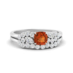 Load image into Gallery viewer, cushion-cut-cluster-orange-sapphire-wedding-ring-set-in-white-gold-FDENS3110CUGSAOR-NL-WG.jpg