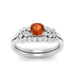Load image into Gallery viewer, cushion-cut-cluster-orange-sapphire-wedding-ring-set-in-white-gold-FDENS3110CUGSAOR-NL-WG.jpg