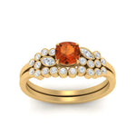 Load image into Gallery viewer, cushion-cut-cluster-orange-sapphire-wedding-ring-set-in-yellow-gold-FDENS3110CUGSAOR-NL-YG.jpg