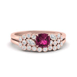 Load image into Gallery viewer, cushion-cut-cluster-pink-sapphire-wedding-ring-set-in-rose-gold-FDENS3110CUGSADRPI-NL-RG.jpg