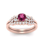 Load image into Gallery viewer, cushion-cut-cluster-pink-sapphire-wedding-ring-set-in-rose-gold-FDENS3110CUGSADRPI-NL-RG.jpg
