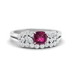 Load image into Gallery viewer, cushion-cut-cluster-pink-sapphire-wedding-ring-set-in-white-gold-FDENS3110CUGSADRPI-NL-WG.jpg