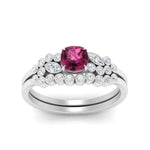 Load image into Gallery viewer, cushion-cut-cluster-pink-sapphire-wedding-ring-set-in-white-gold-FDENS3110CUGSADRPI-NL-WG.jpg