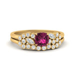 Load image into Gallery viewer, cushion-cut-cluster-pink-sapphire-wedding-ring-set-in-yellow-gold-FDENS3110CUGSADRPI-NL-YG.jpg