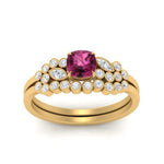 Load image into Gallery viewer, cushion-cut-cluster-pink-sapphire-wedding-ring-set-in-yellow-gold-FDENS3110CUGSADRPI-NL-YG.jpg