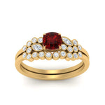 Load image into Gallery viewer, cushion-cut-cluster-ruby-wedding-ring-set-in-yellow-gold-FDENS3110CUGRUDR-NL-YG.jpg