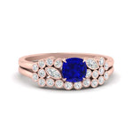 Load image into Gallery viewer, cushion-cut-cluster-sapphire-wedding-ring-set-in-rose-gold-FDENS3110CUGSABL-NL-RG.jpg