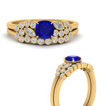 Load image into Gallery viewer, cushion-cut-cluster-sapphire-wedding-ring-set-in-yellow-gold-FDENS3110CUGSABL-NL-YG.jpg