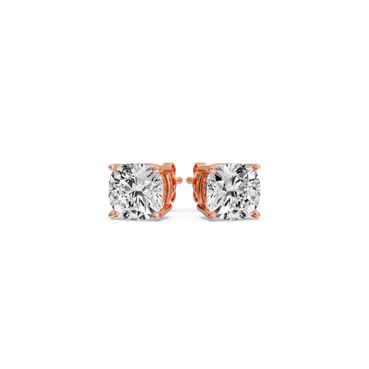 Cushion Diamond Basket Stud Earring