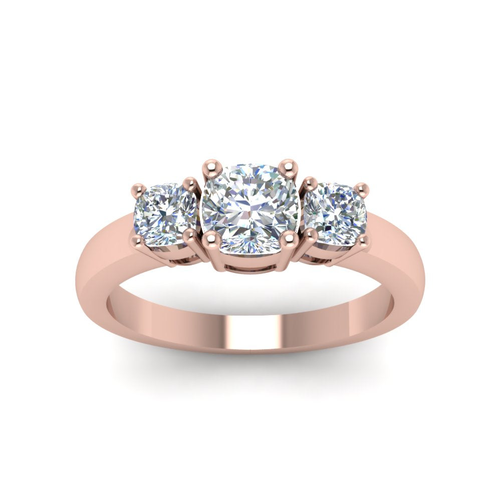 Classic Cushion Cut 3 Stone Ring