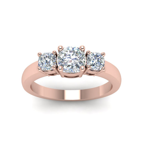 Classic Cushion Cut 3 Stone Ring