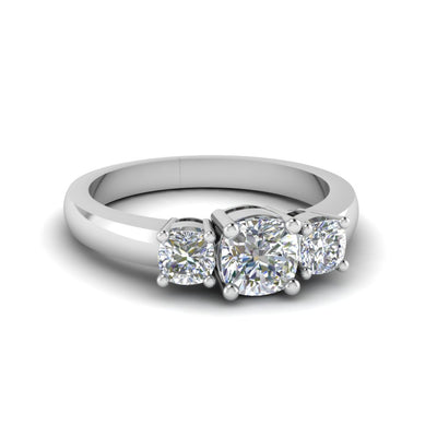 Classic Cushion Cut 3 Stone Ring