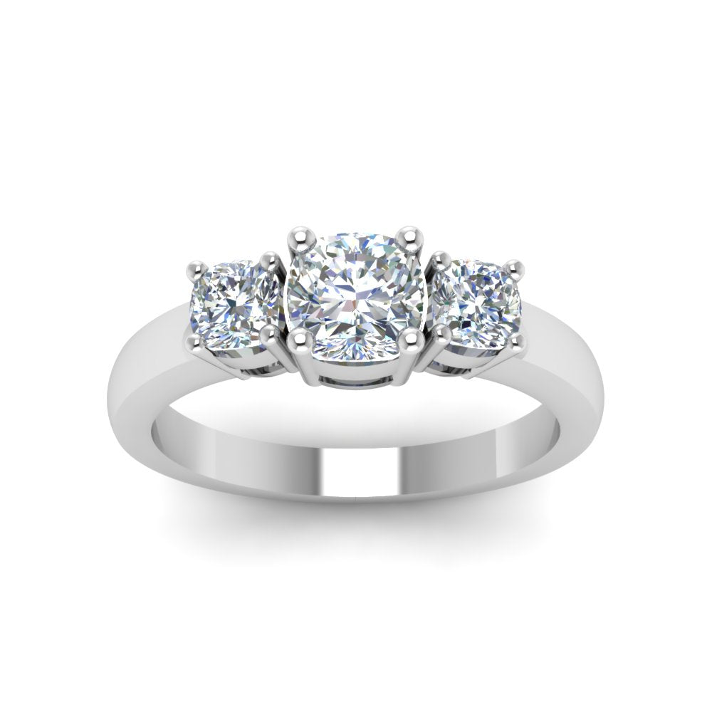 Classic Cushion Cut 3 Stone Ring