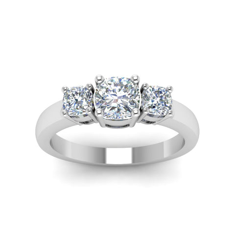 Classic Cushion Cut 3 Stone Ring