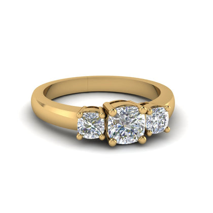 Classic Cushion Cut 3 Stone Ring