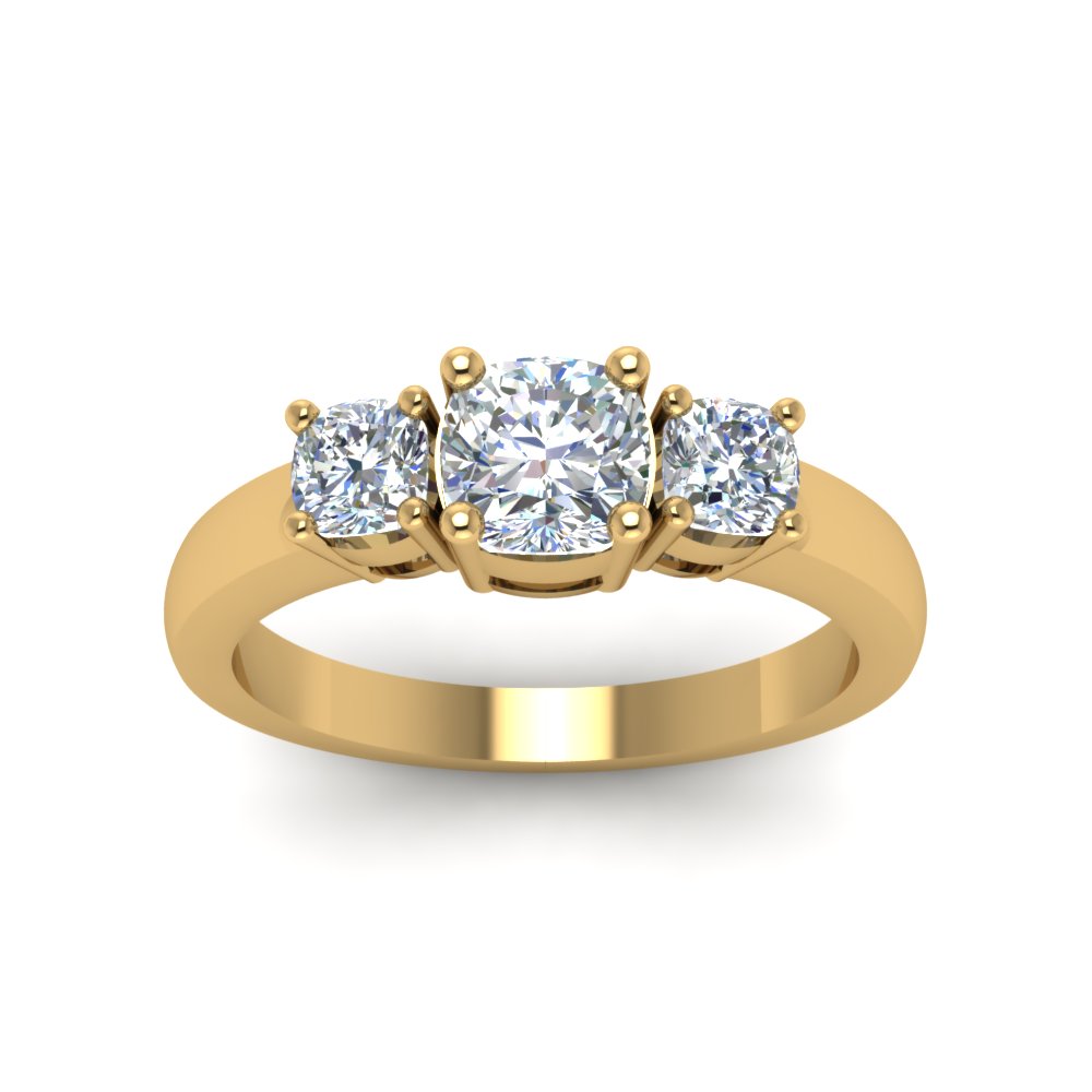 Classic Cushion Cut 3 Stone Ring