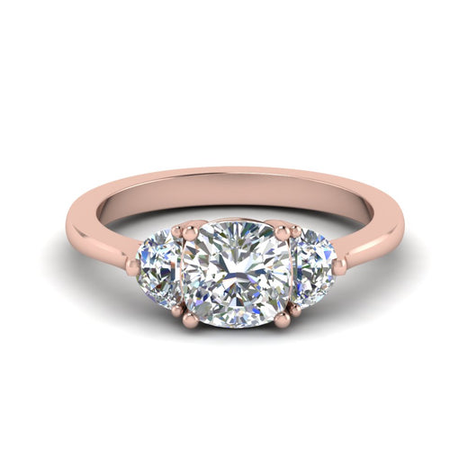 Classic 3 Stone Half Moon Wedding Engagement Ring