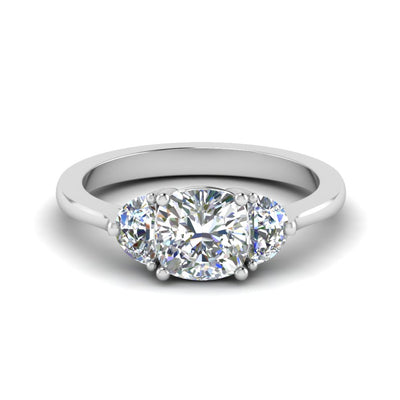 Classic 3 Stone Half Moon Wedding Engagement Ring