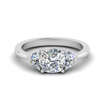 Half Moon 3 Stone Wedding Engagement Ring