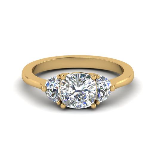 Classic 3 Stone Half Moon Wedding Engagement Ring