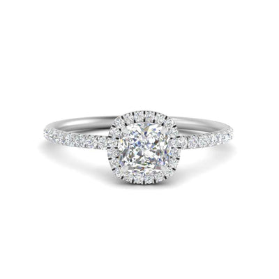 Cushion Cut Halo Petite Engagement Ring