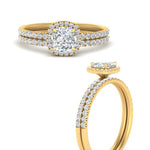 Load image into Gallery viewer, cushion-cut-diamond-halo-wedding-ring-set-in-yellow-gold-FD8523CU-NL-YG
