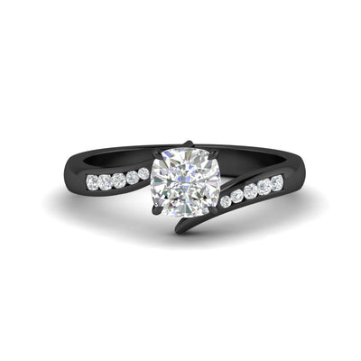 Cushion Cut Channel Set Swirl Diamond Ring