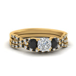 Load image into Gallery viewer, cushion-cut-diamond-twisted-floral-prong-black-diamond-wedding-set-yellow-gold-FD10257CUGBLACK-NL-YG_031d45e9-371a-4023-abfa-ad72a56e3751?v=1756360108
