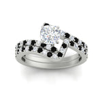Load image into Gallery viewer, cushion-cut-diamond-wedding-ring-set-with-black-diamond-in-FDENS3007CUGBLACK-NL-WG
