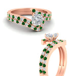 Load image into Gallery viewer, cushion-cut-diamond-wedding-ring-set-with-emerald-in-FDENS3007CUGEMGR-NL-RG
