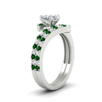 Load image into Gallery viewer, cushion-cut-diamond-wedding-ring-set-with-emerald-in-FDENS3007CUGEMGR-NL-WG
