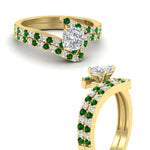 Load image into Gallery viewer, cushion-cut-diamond-wedding-ring-set-with-emerald-in-FDENS3007CUGEMGR-NL-YG
