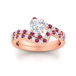 Load image into Gallery viewer, cushion-cut-diamond-wedding-ring-set-with-pink-sapphire-in-FDENS3007CUGSADRPI-NL-RG
