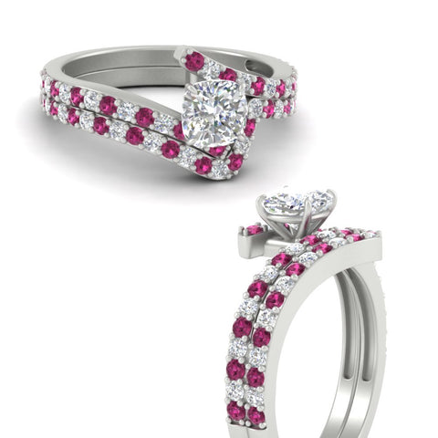 cushion-cut-diamond-wedding-ring-set-with-pink-sapphire-in-FDENS3007CUGSADRPI-NL-WG