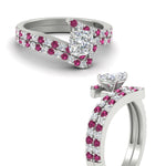 Load image into Gallery viewer, cushion-cut-diamond-wedding-ring-set-with-pink-sapphire-in-FDENS3007CUGSADRPI-NL-WG
