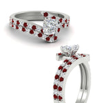 Load image into Gallery viewer, cushion-cut-diamond-wedding-ring-set-with-ruby-in-FDENS3007CUGRUDR-NL-WG
