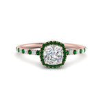 Load image into Gallery viewer, cushion-cut-emerald-halo-petite-engagement-ring-in-rose-gold-FD8523CURGEMGRANGLE3-NL-RG
