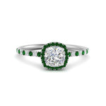 Load image into Gallery viewer, cushion-cut-emerald-halo-petite-engagement-ring-in-white-gold-FD8523CURGEMGRANGLE3-NL-WG

