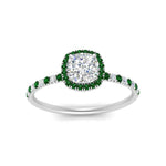 Load image into Gallery viewer, cushion-cut-emerald-halo-petite-engagement-ring-in-white-gold-FD8523CURGEMGRANGLE3-NL-WG
