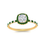 Load image into Gallery viewer, cushion-cut-emerald-halo-petite-engagement-ring-in-yellow-gold-FD8523CURGEMGRANGLE3-NL-YG
