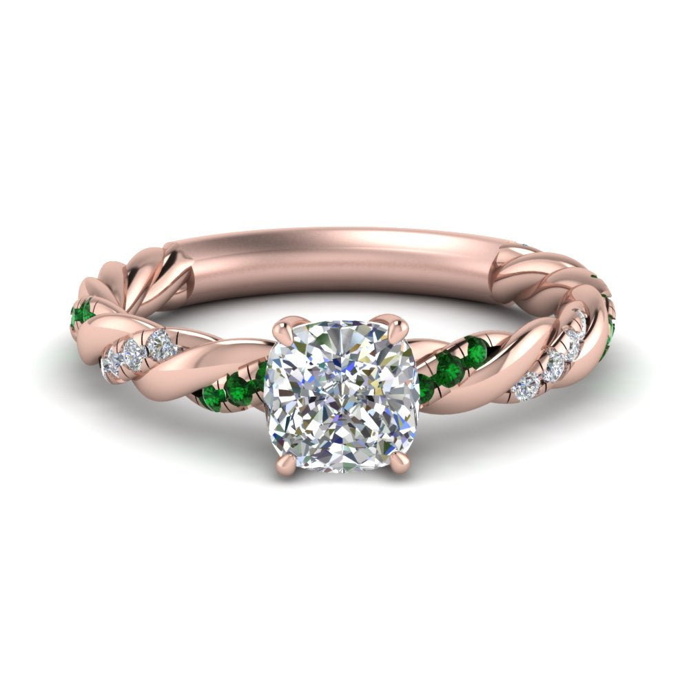 Cushion Cut Twisted Vine Engagement Ring